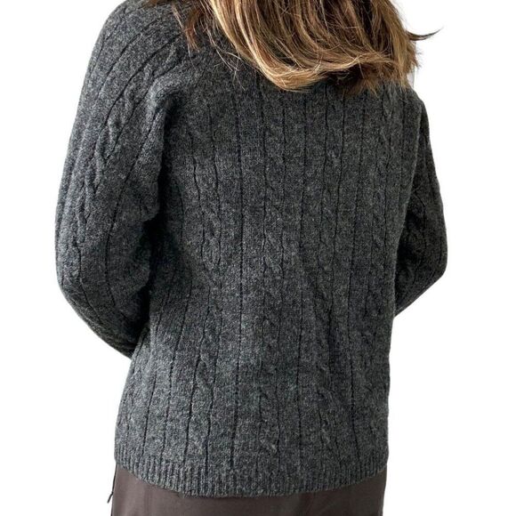 Vintage 1990s Express Charcoal Grey 100% Wool Ribbed Minimalist Sweater Sz S - Picture 5 of 7